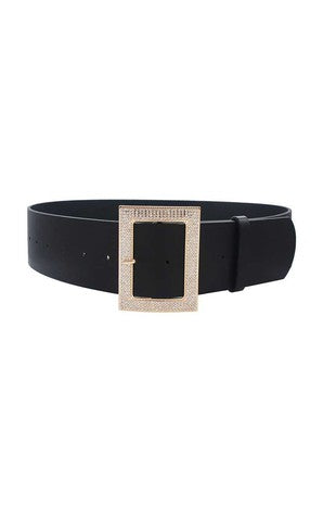 Accessory- BELT- Rectangle Rhinestone Buckle Belt