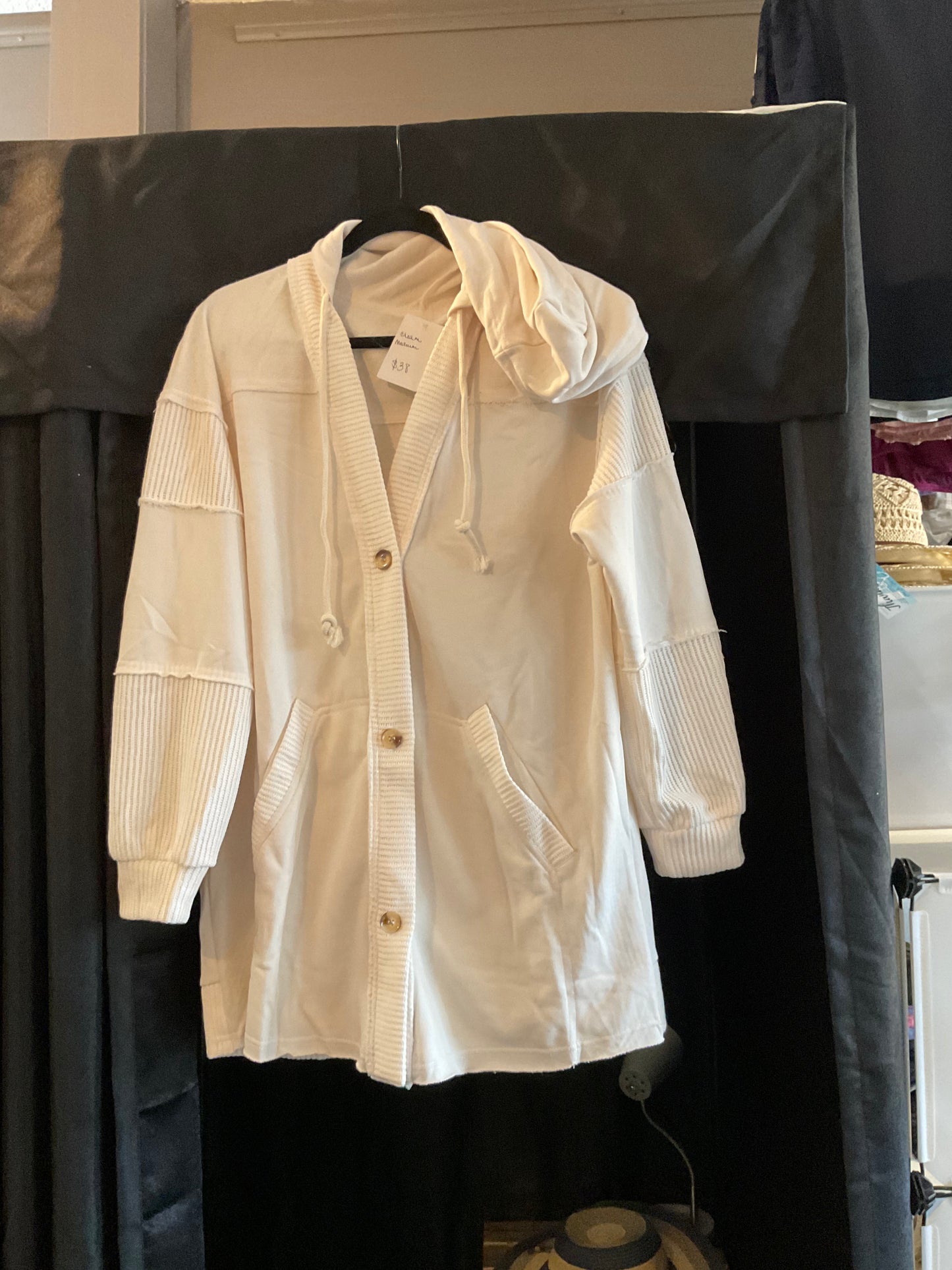 Shirt Cream button up hoodie