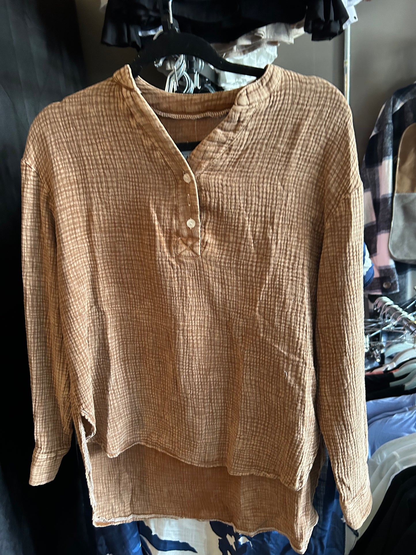 SHIRT- LANA'S STONE WASHED LINEN SHIRT