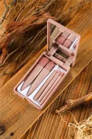 Accessory- Gift- Pink 5pcs Makeup Brush Set Portable Case with Mirror
