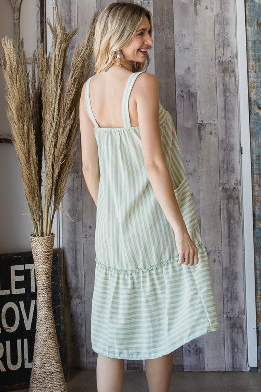 DRESS- STRIPED LIME SUNDRESS