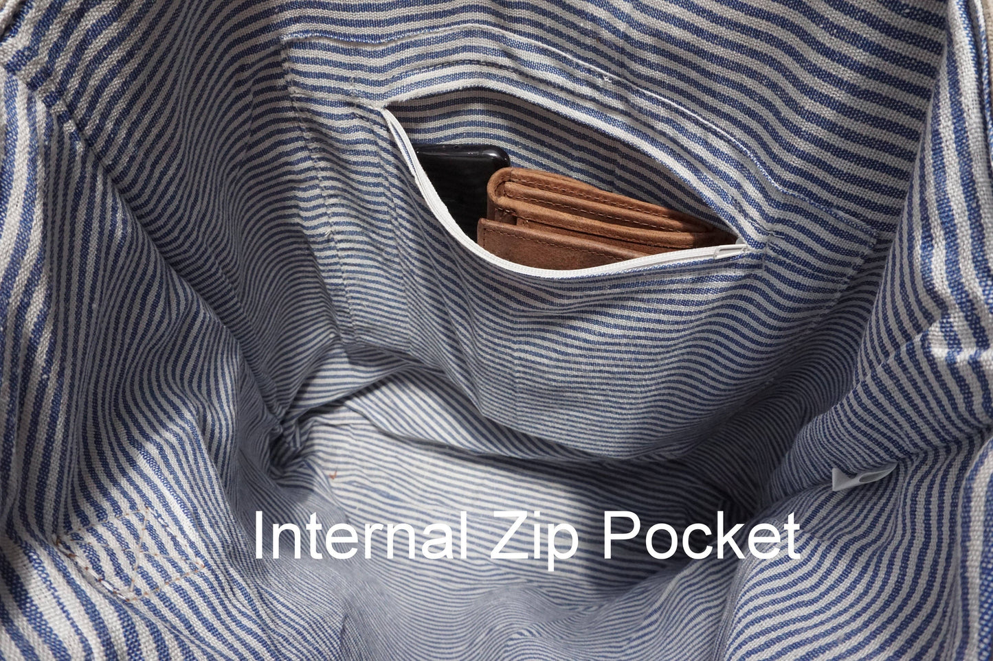 Bag- 'Love' Upcycled Zip Top Canvas Tote