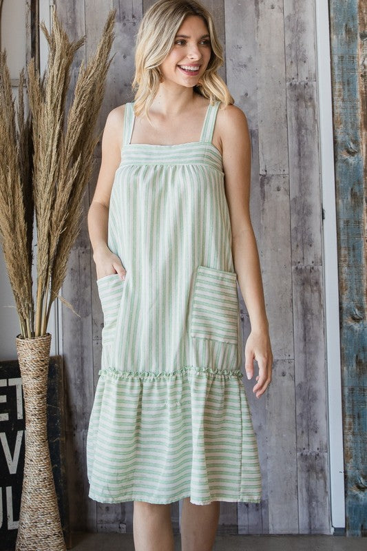 DRESS- STRIPED LIME SUNDRESS