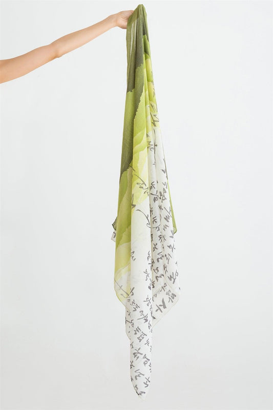 Accessory- Green or yellow  Hangul Design Korean Languages Wrap Long Shawl Scarf