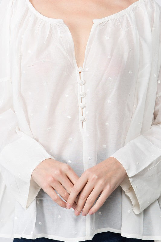 SHIRT- Nellie- not a care in the world in this loose cotton blouse