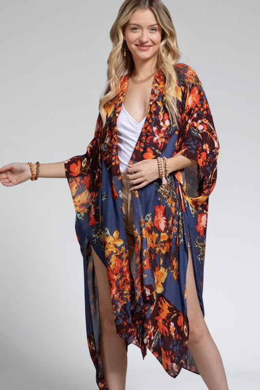 ACCESSORY- KIMONO- Shanda- Celebrate floral colors and delight in the breeze