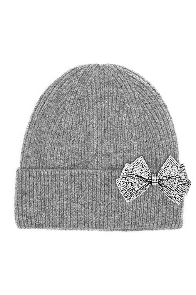 Hat- C.C Rhinestone Bow Cuff Beanie