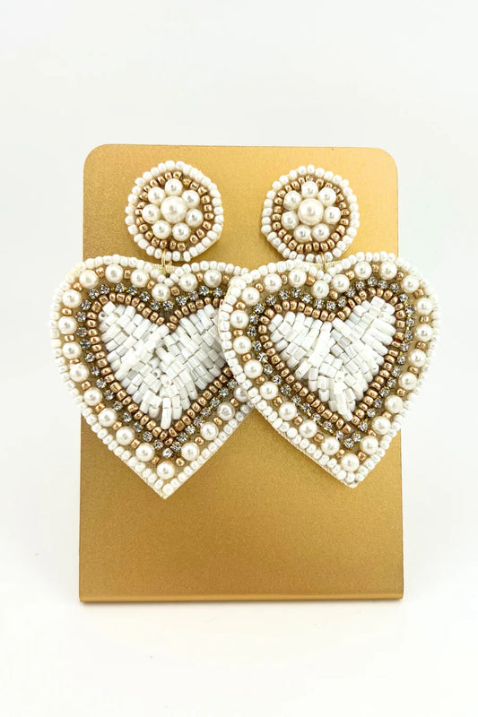 JEWELRY- EARRINGS- FILLED WITH LOVE BEADED HEARTS