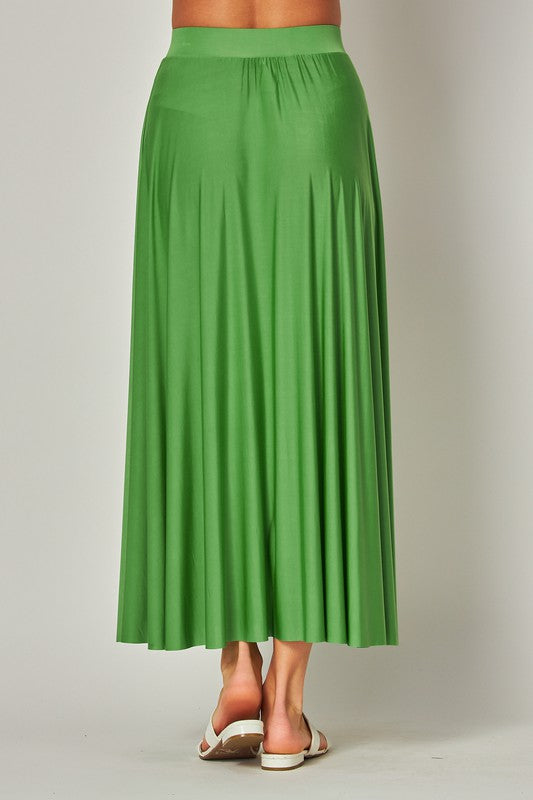 SKIRT- ITY Stretchy Soft Long Pleated Skirt