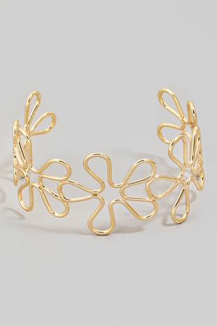 ACCESSORY- BRACELET- FLOWER BANGLE METALLIC WIRE