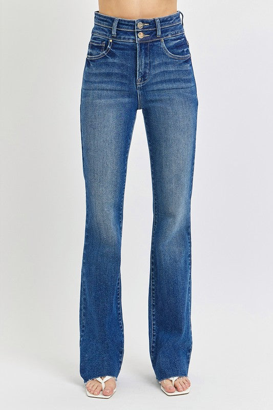 Pants- Carolina Risen High Rise Bootcut Double button Waist Jeans