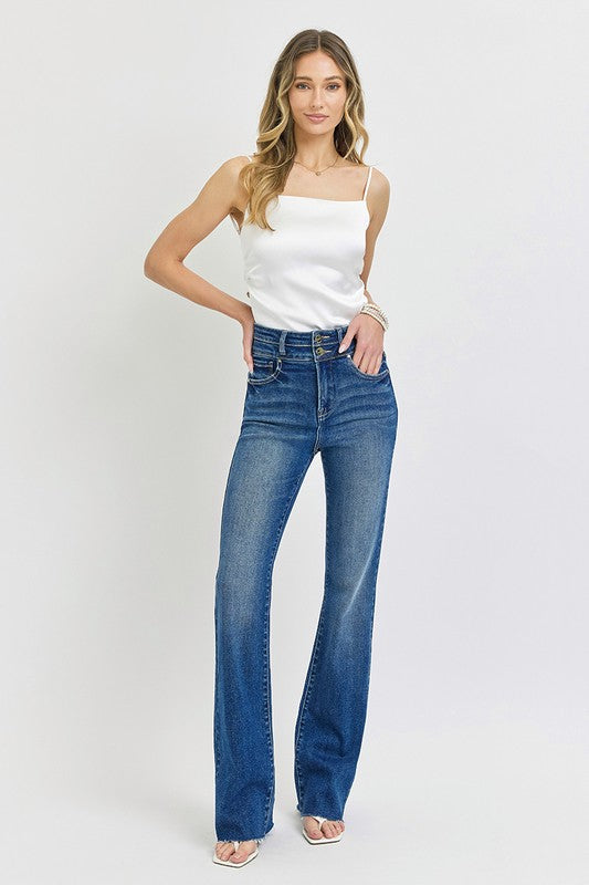 Pants- Carolina Risen High Rise Bootcut Double button Waist Jeans