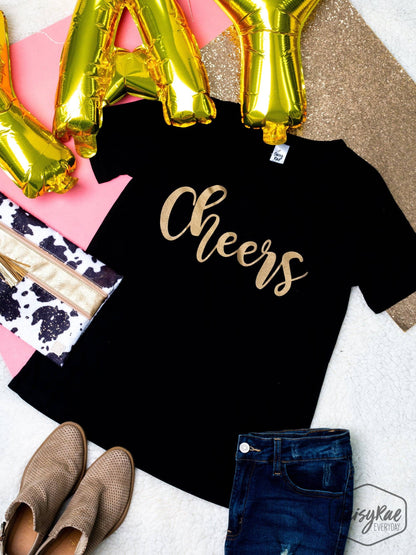 Shirts- Tops- Cheers on Black Crewneck Tee