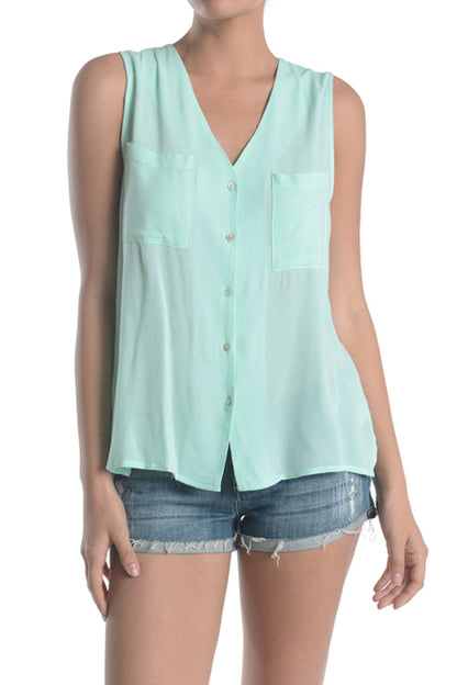 SHIRT- SOLID CASUAL SLEEVELESS TOP