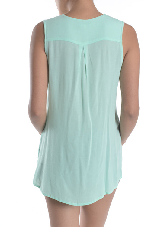 SHIRT- SOLID CASUAL SLEEVELESS TOP