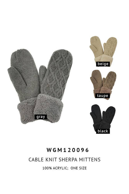 Accessory- Cable Knit Sherpa Mittens