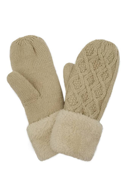 Accessory- Cable Knit Sherpa Mittens