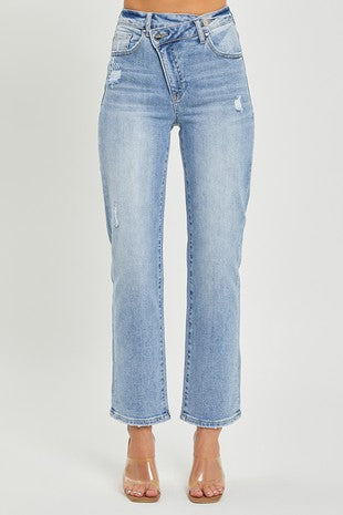 PANTS- JEANS- RISEN LIGHT CROSSOVER TAPERED LEG LIGHT