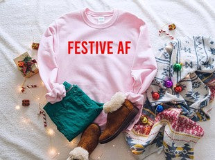 Shirt- Festive AF Holiday graphic T Sweatshirt