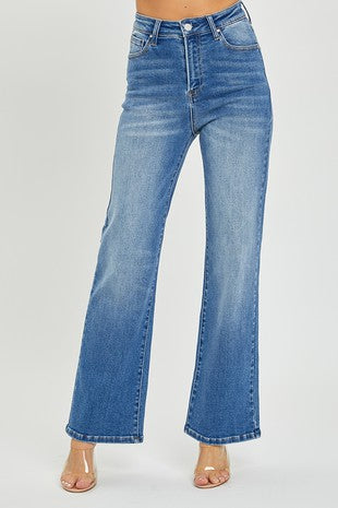 PANTS- JEANS- RISEN HIGH RISE RELAXED STRAIGHTLEGS MEDIUM COLORED
