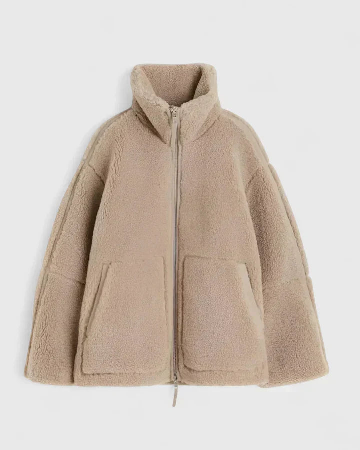 Abigail | High Collar Zip Up Sherpa Jacket Women