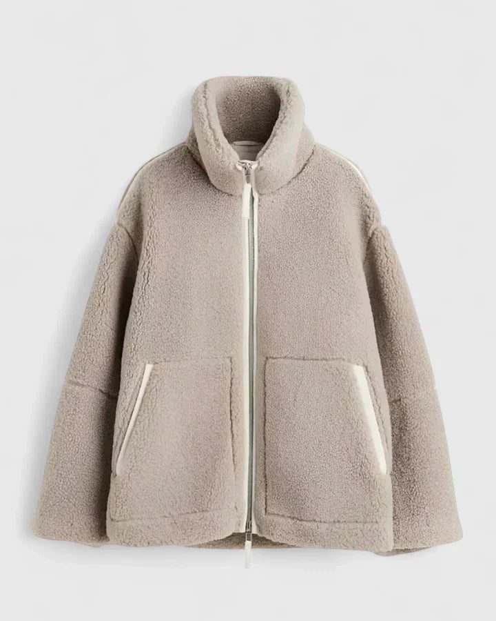 Abigail | High Collar Zip Up Sherpa Jacket Women