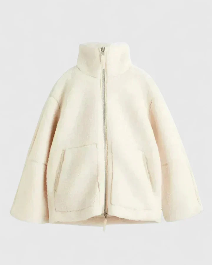Abigail | High Collar Zip Up Sherpa Jacket Women