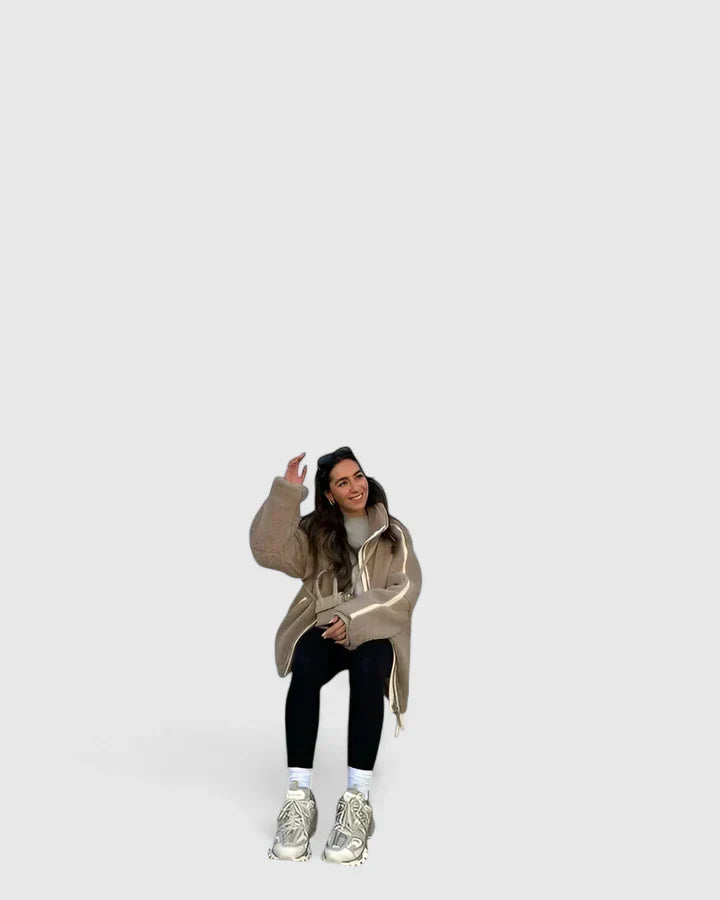 Abigail | High Collar Zip Up Sherpa Jacket Women