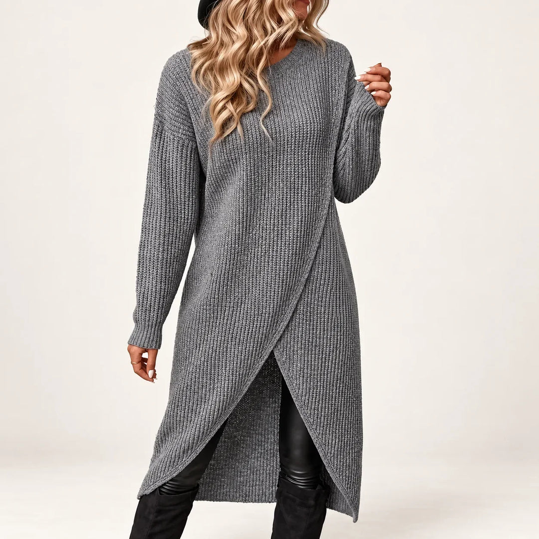 Alexis | Sophisticated Ribbed Long Sleeve Midi Sweater Dress