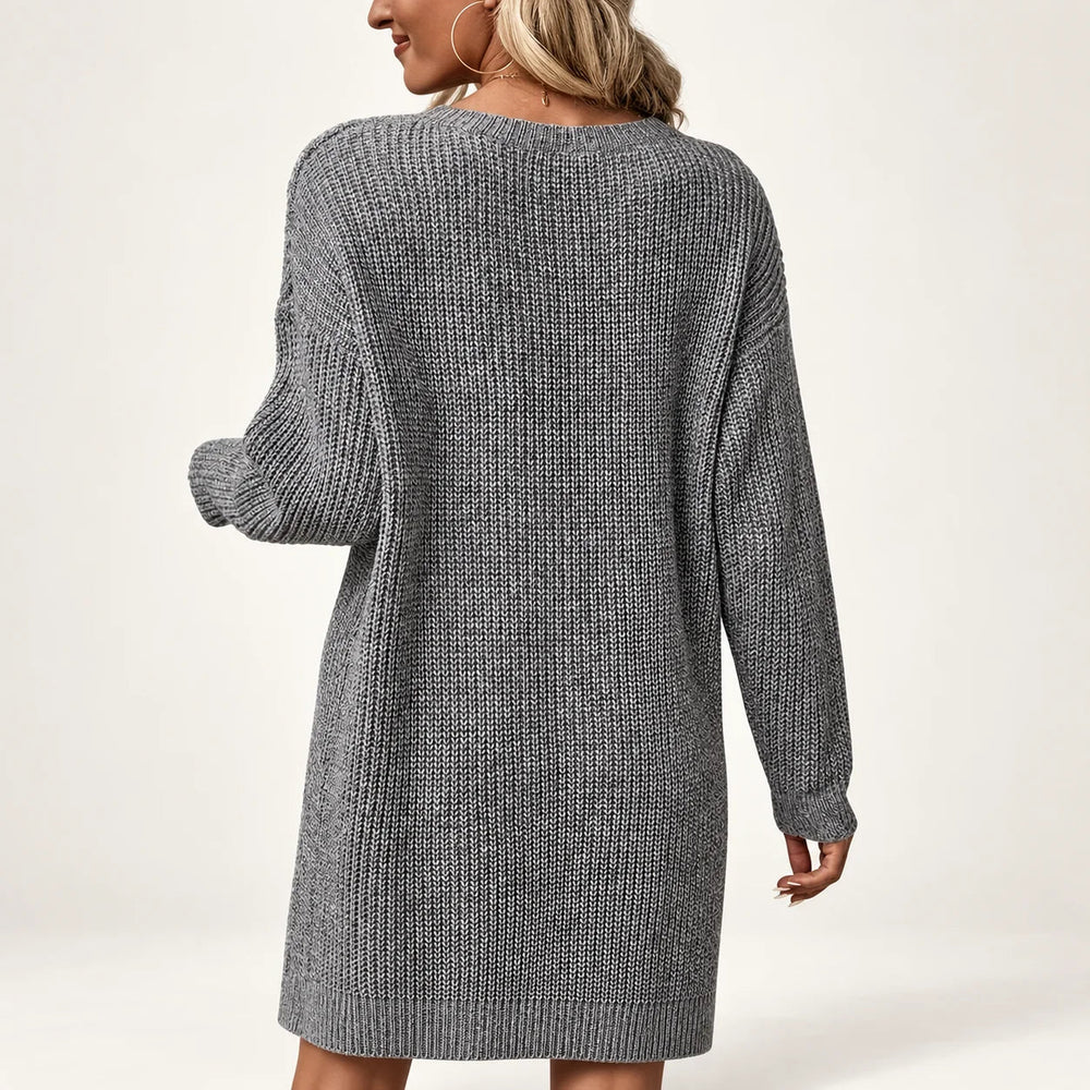 Alexis | Sophisticated Ribbed Long Sleeve Midi Sweater Dress
