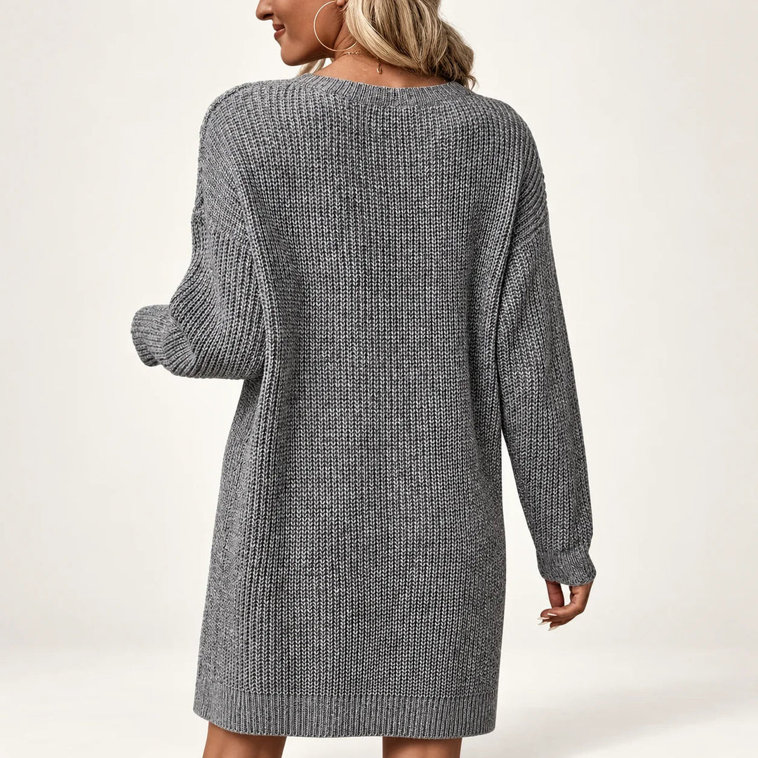 Alexis | Sophisticated Ribbed Long Sleeve Midi Sweater Dress