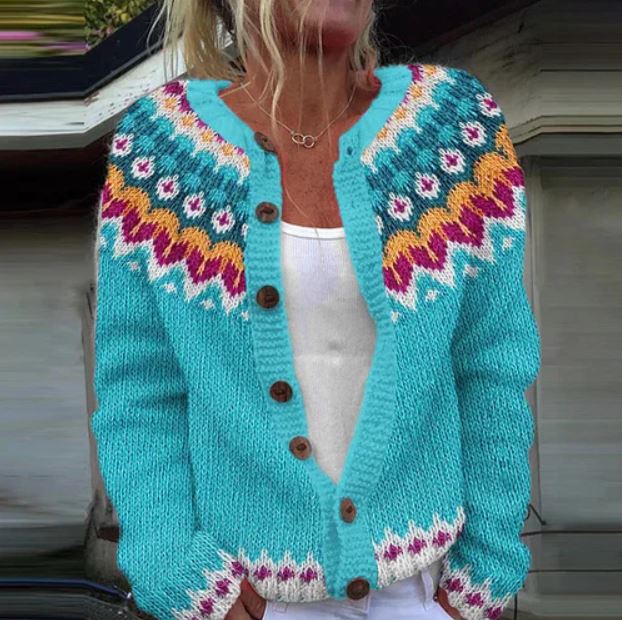 Alice | Button Front Fair Isle Cardigan Womens Sweater
