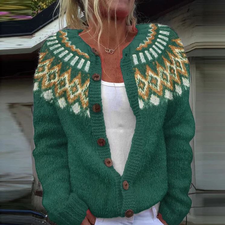 Alice | Button Front Fair Isle Cardigan Womens Sweater