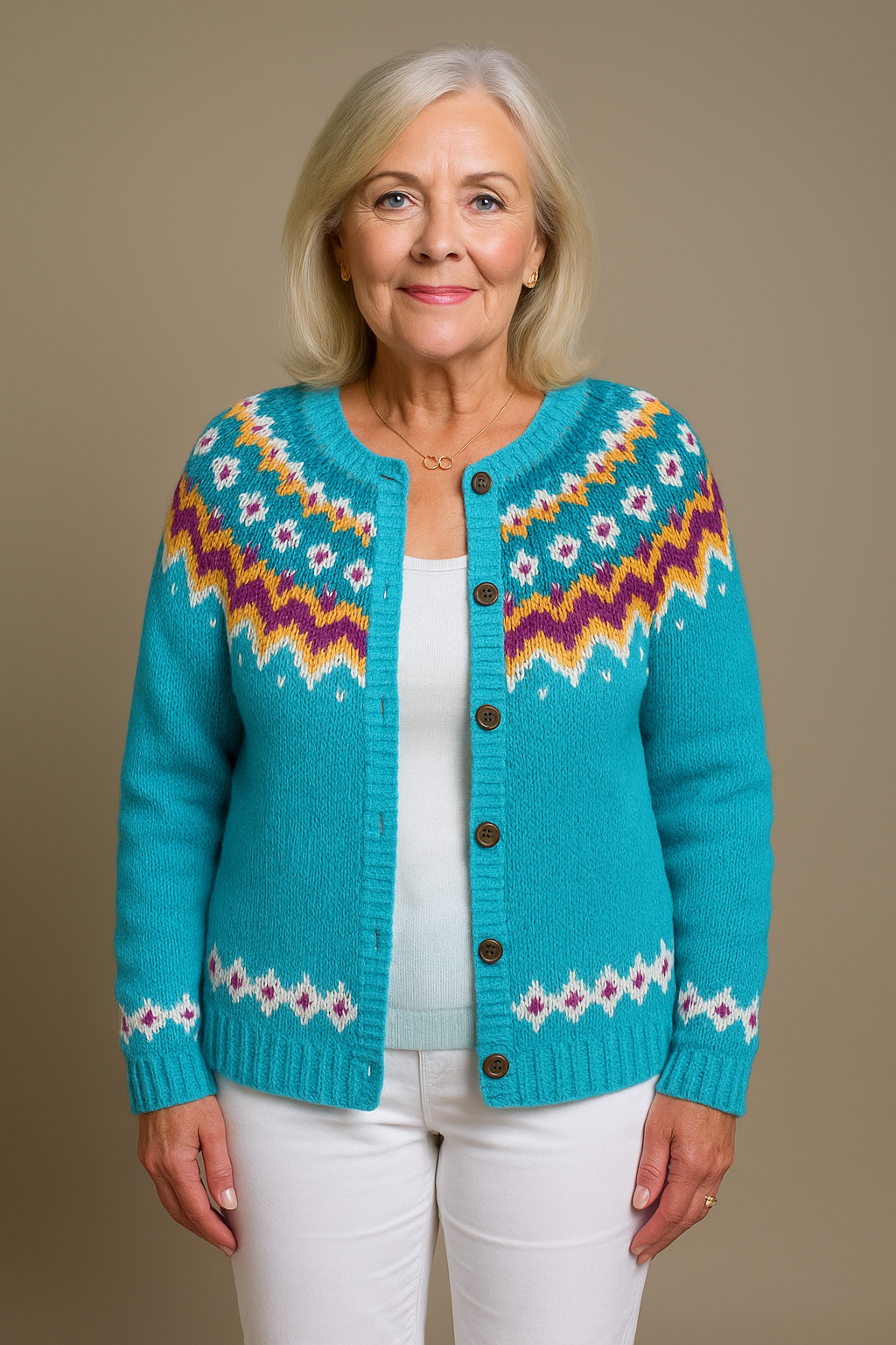 Alice | Button Front Fair Isle Cardigan Womens Sweater