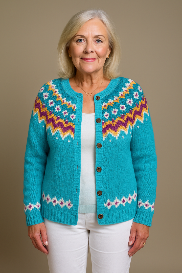 Alice | Button Front Fair Isle Cardigan Womens Sweater