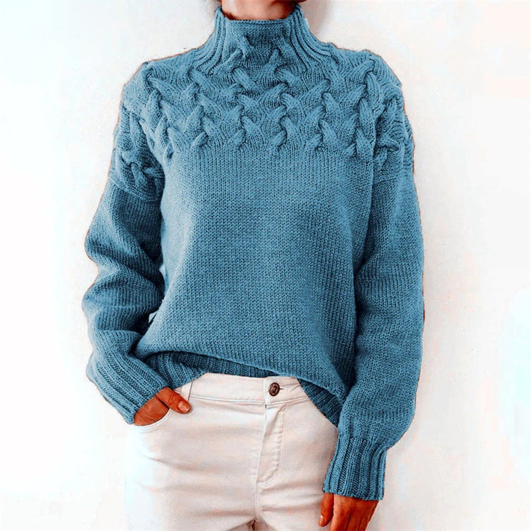 Amanda | Stylish Chunky Cable Knit Turtleneck Sweater