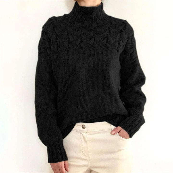 Amanda | Stylish Chunky Cable Knit Turtleneck Sweater