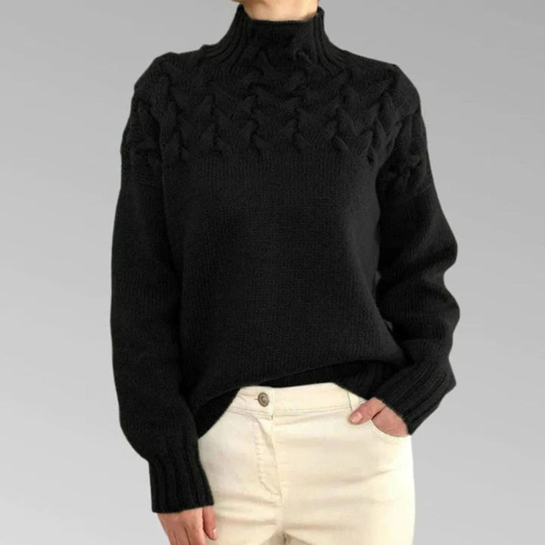 Amanda | Stylish Chunky Cable Knit Turtleneck Sweater