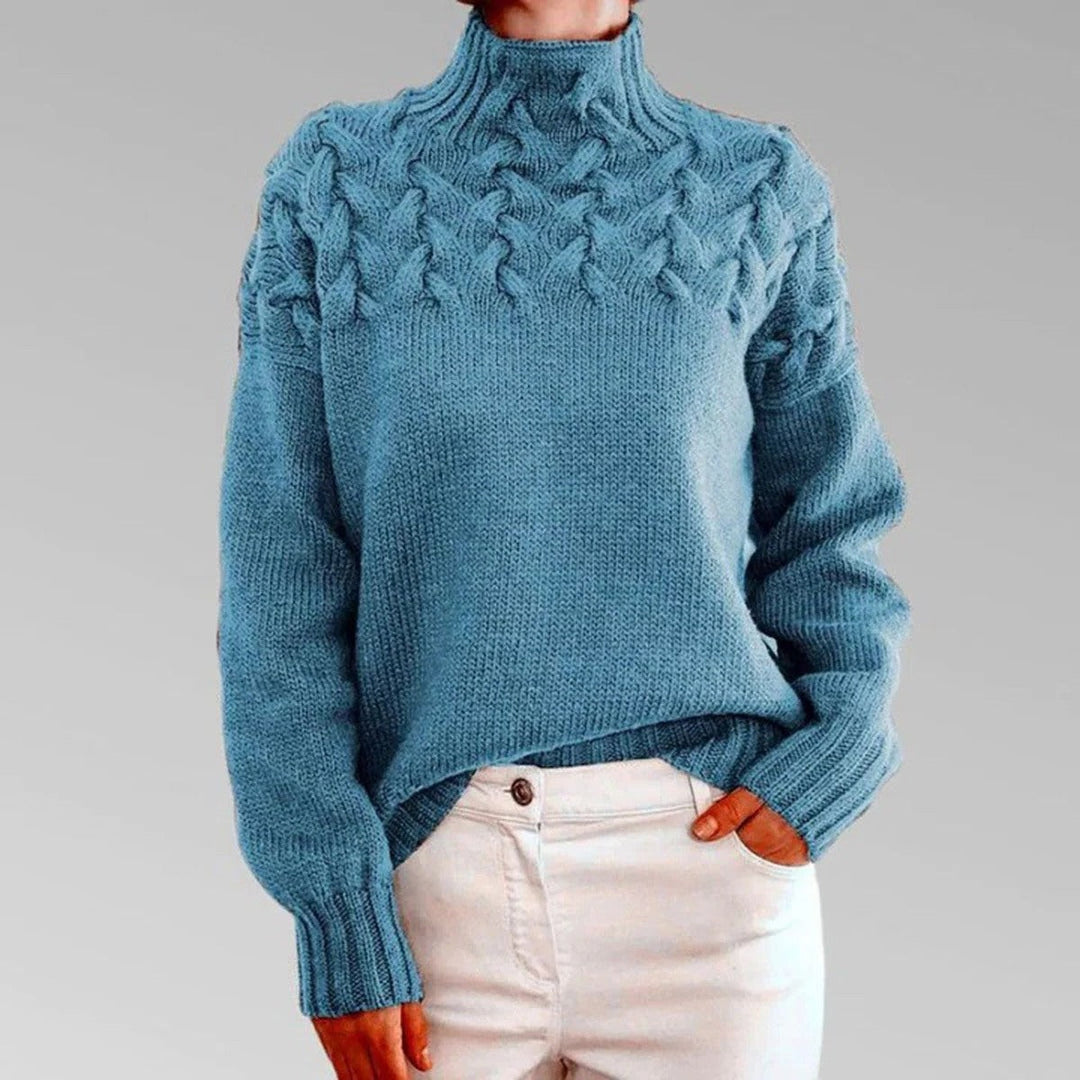 Amanda | Stylish Chunky Cable Knit Turtleneck Sweater