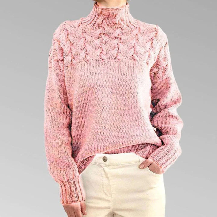 Amanda | Stylish Chunky Cable Knit Turtleneck Sweater