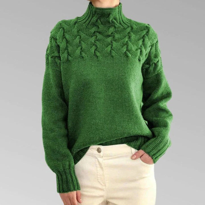 Amanda | Stylish Chunky Cable Knit Turtleneck Sweater
