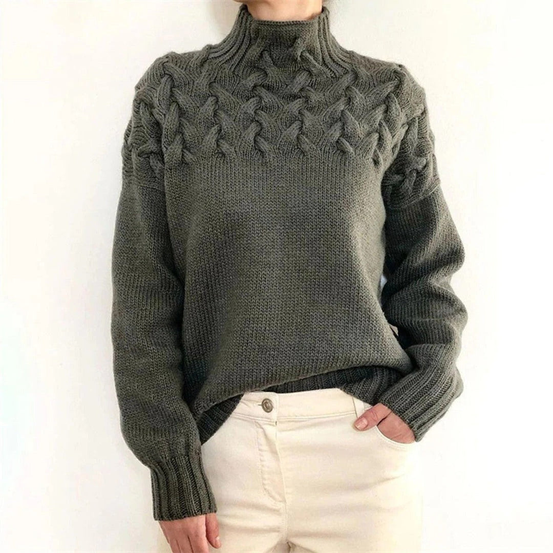 Amanda | Stylish Chunky Cable Knit Turtleneck Sweater