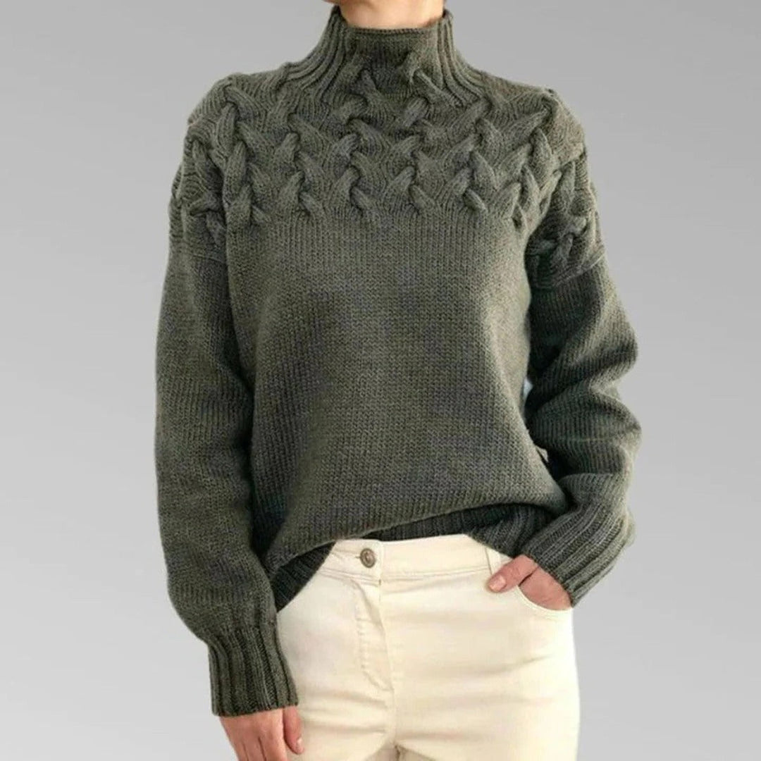 Amanda | Stylish Chunky Cable Knit Turtleneck Sweater