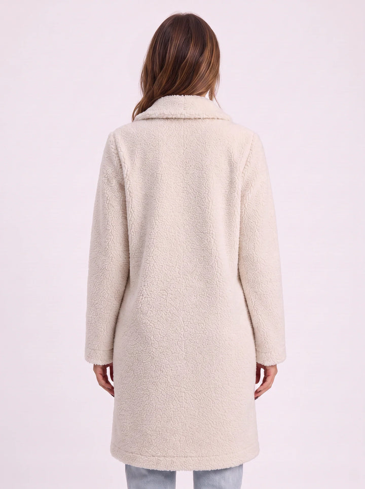 Amber | Classic Longline Button Front Sherpa Jacket Women