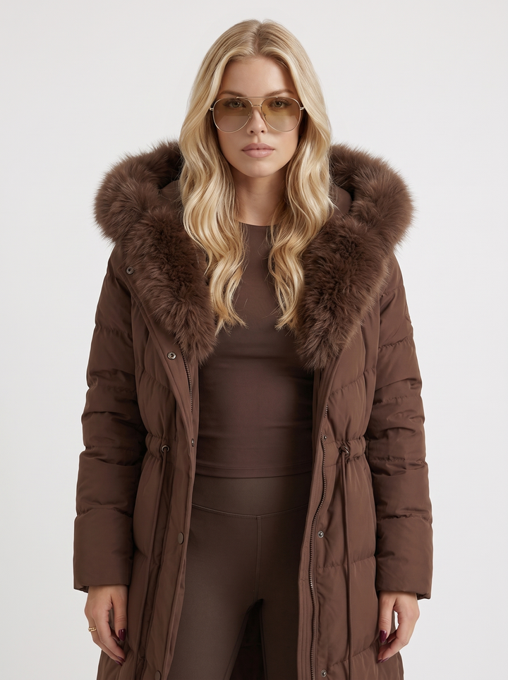 Andrea | Chic Long Quilted Hooded Puffer Jacket Women