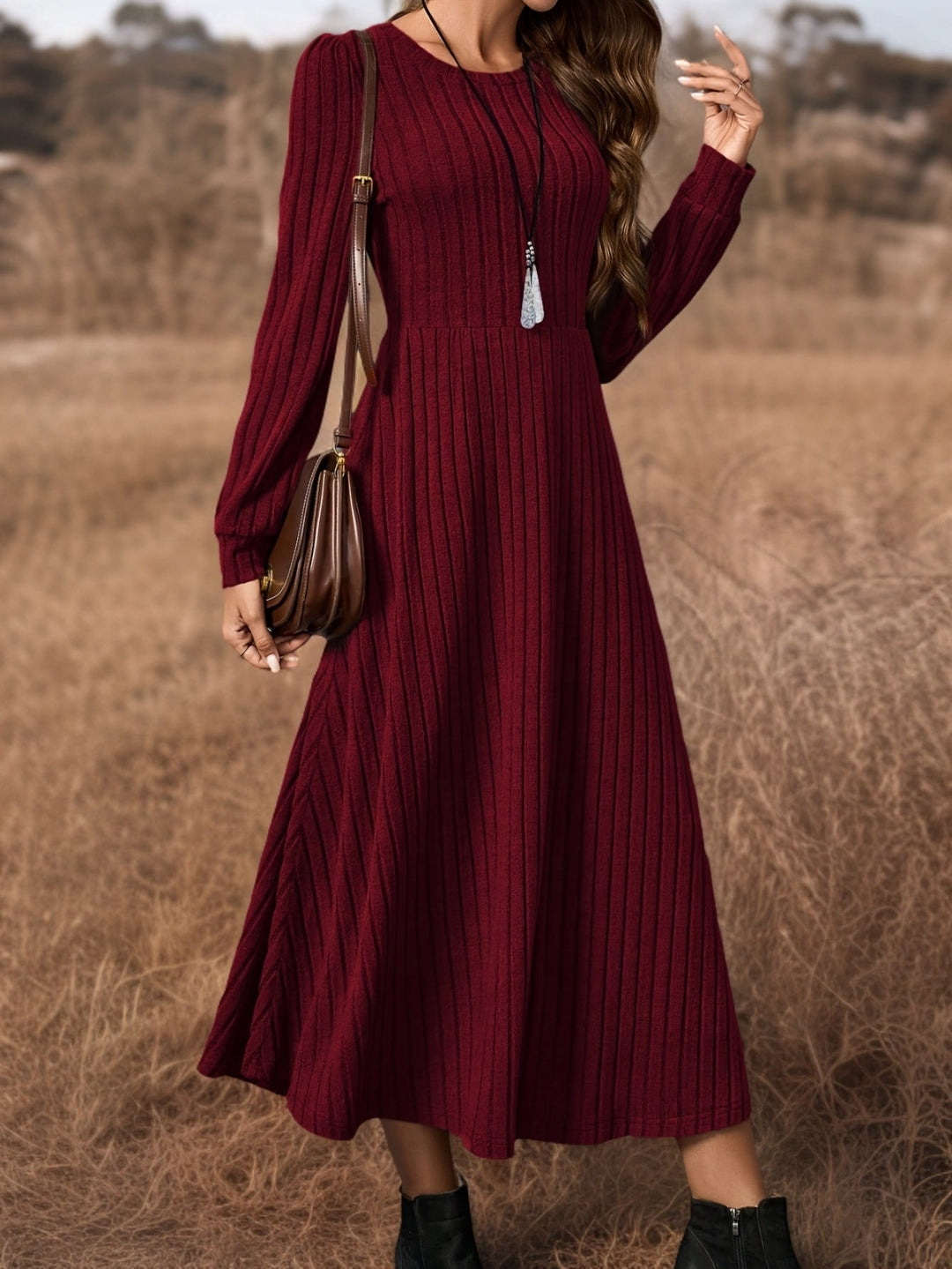 Andrea | Cozy Ribbed Long Sleeve Maxi Sweater Dress