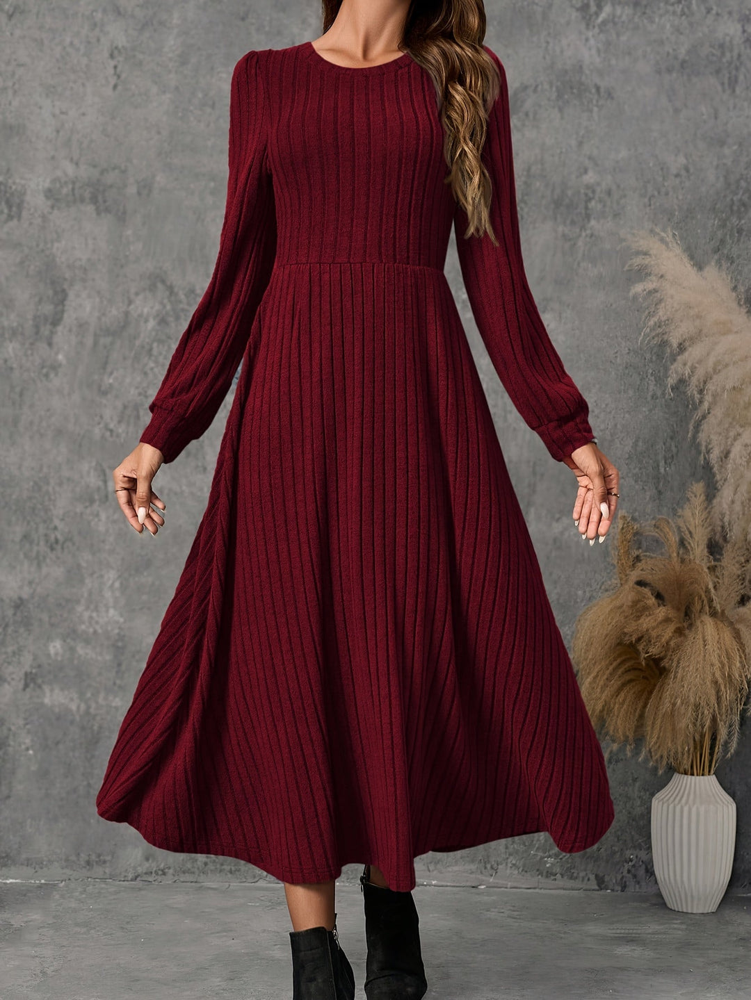 Andrea | Cozy Ribbed Long Sleeve Maxi Sweater Dress