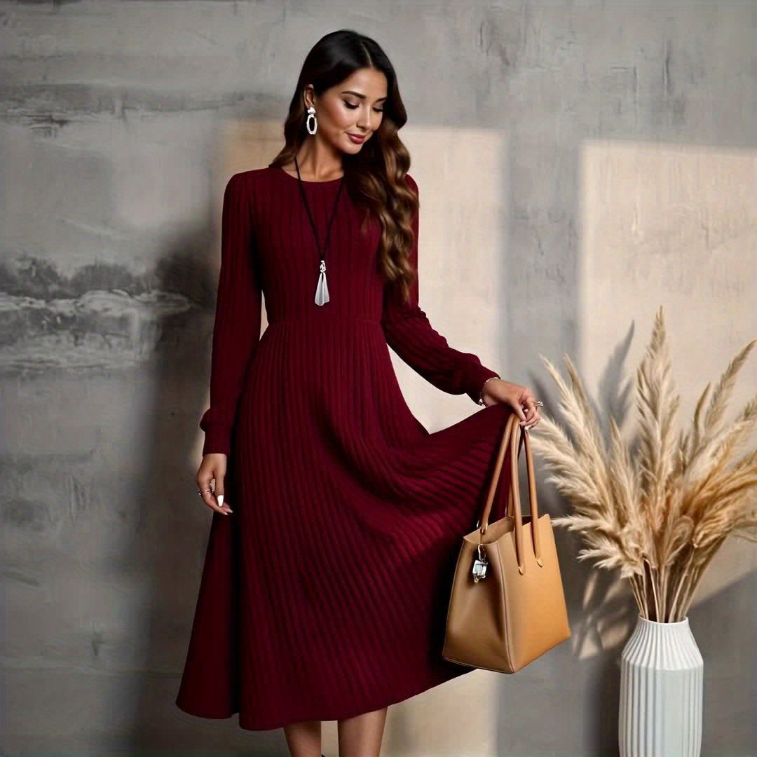 Andrea | Cozy Ribbed Long Sleeve Maxi Sweater Dress