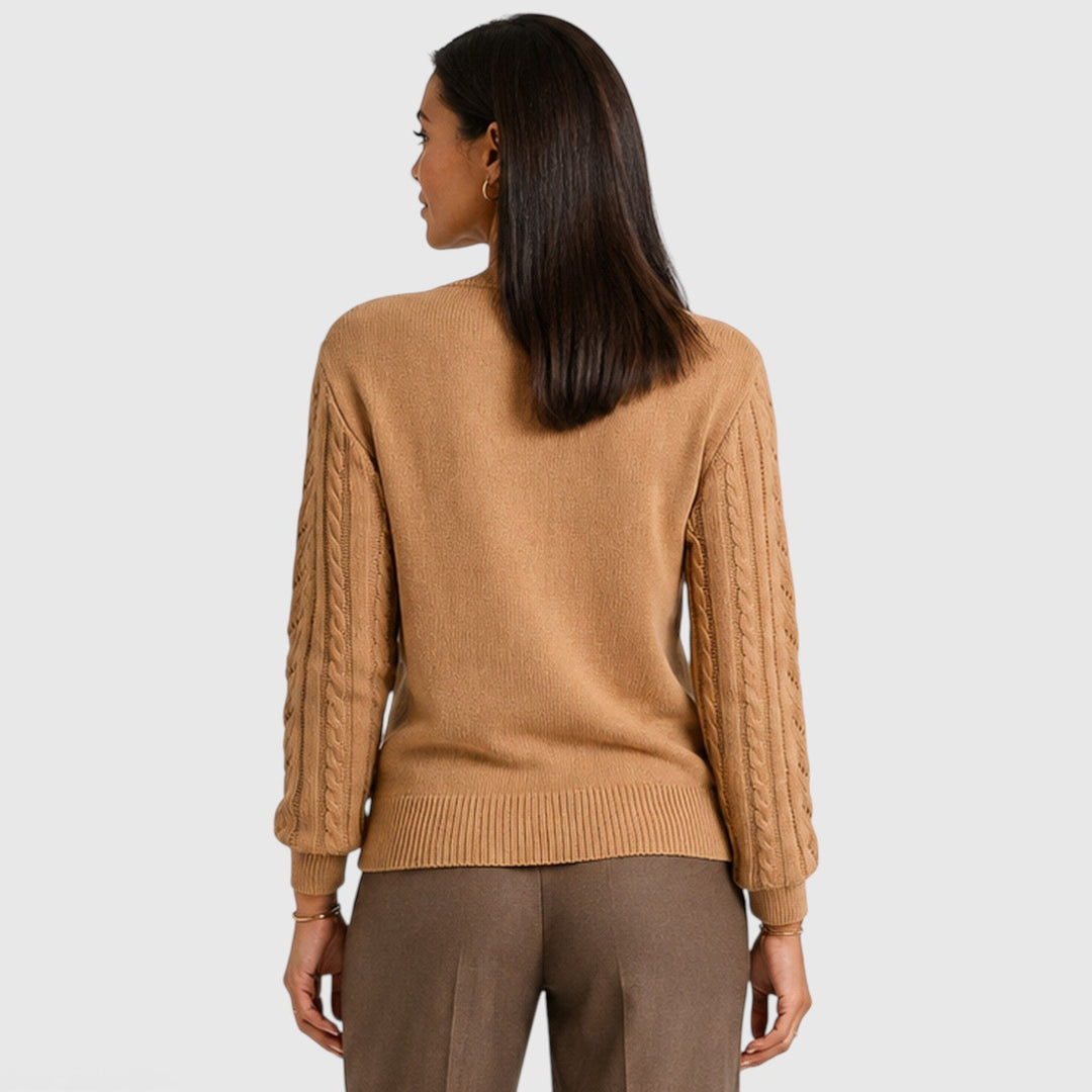 Andrea | Stylish Crew Neck Chunky Cable Knit Sweater