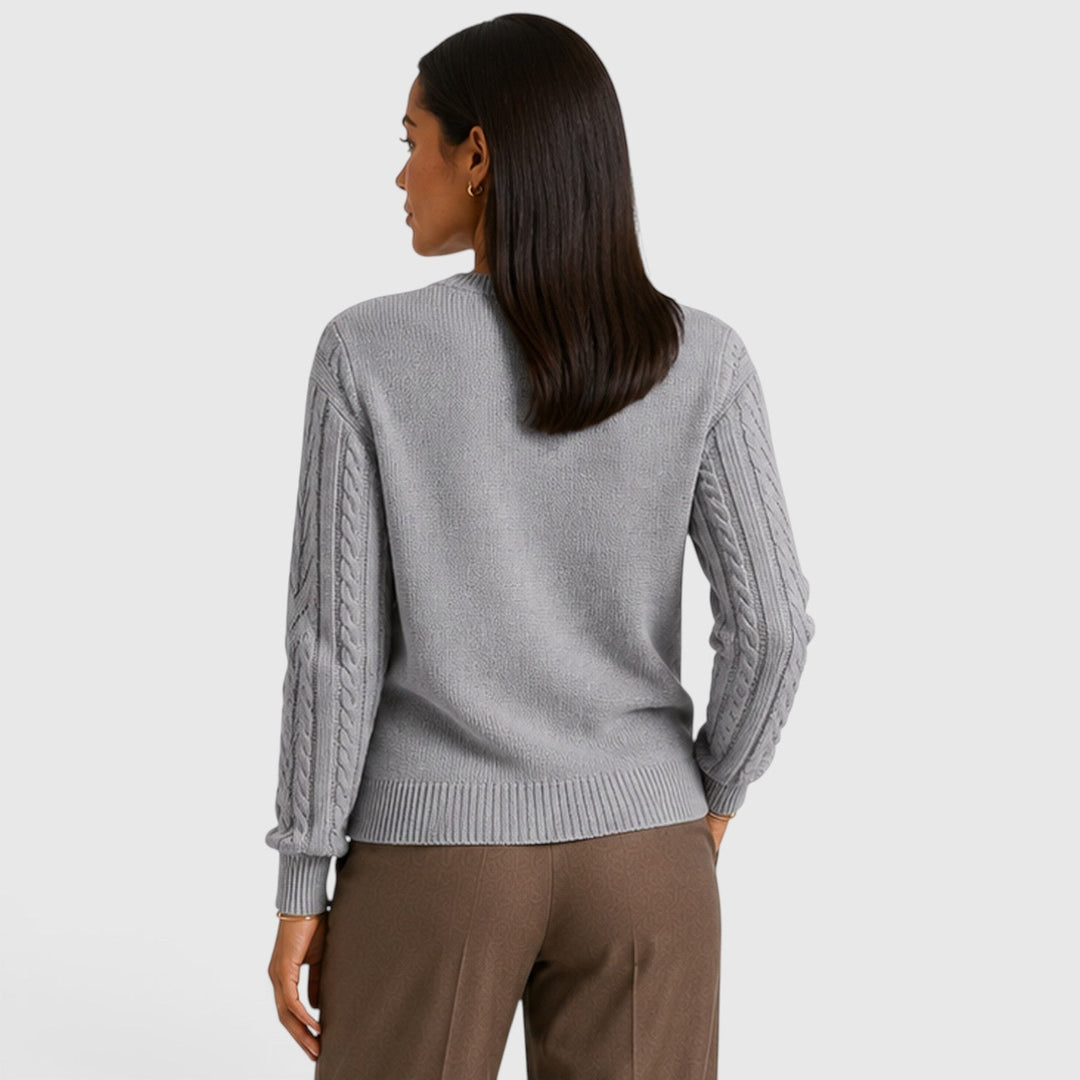 Andrea | Stylish Crew Neck Chunky Cable Knit Sweater